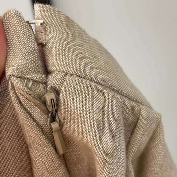 Vintage A-Line Pleated Cream & White Linen Blend Skirt Made In England - Picture 10 of 11